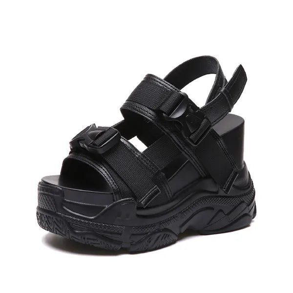COOTELILI Summer Shoes Women Gladiator Sandals Platforms Woman Causal Wedge Shoes Open Toe Black White High heels
