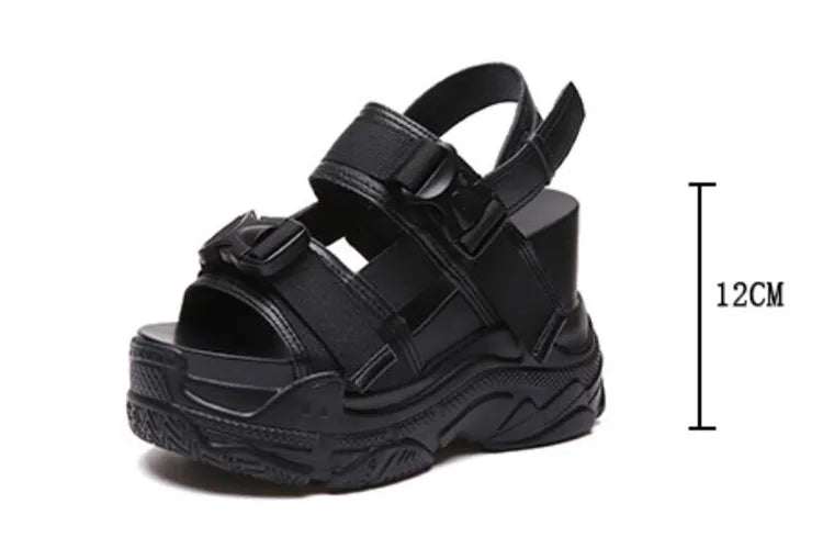 COOTELILI Summer Shoes Women Gladiator Sandals Platforms Woman Causal Wedge Shoes Open Toe Black White High heels