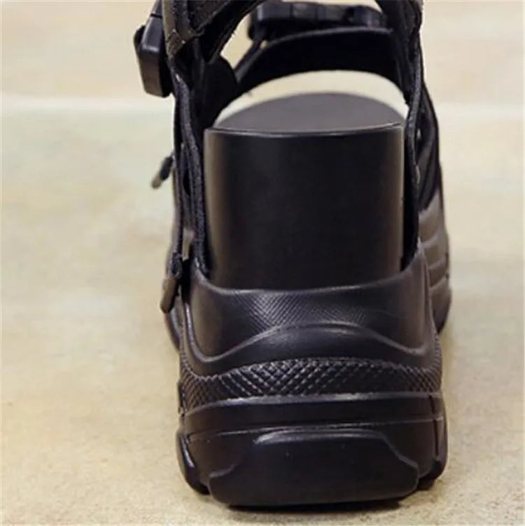 COOTELILI Summer Shoes Women Gladiator Sandals Platforms Woman Causal Wedge Shoes Open Toe Black White High heels