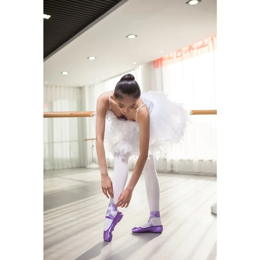 Purple Ballet Dance Shoes Satin Comfortable Soft Sole Ballet Dancing Shoes For Girls Kids Children Women's Shoes Wholesale B32