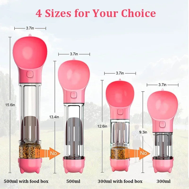 Portable Dog Food Feeder 3 In 1 Cat Water Bottle Drinker Poop Dispenser Leak Proof Multifunctional Travel Puppy Outdoor Drinking