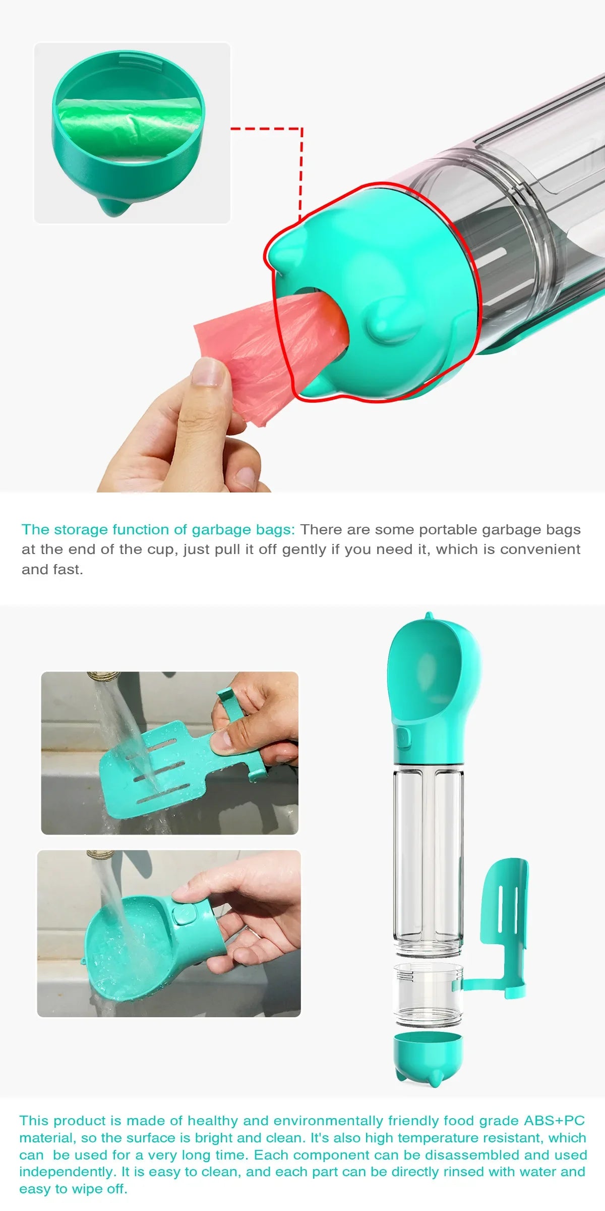 Portable Pet Dog Water Bottle For Small Large Dogs Travel Puppy Cat Drinking Bowl Outdoor Pet Water Dispenser Feeder wiht shovel