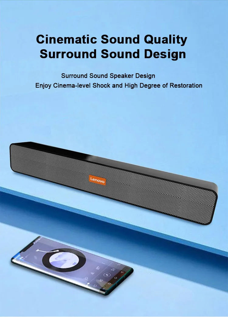 Lenovo BMS09 TV Sound Bar Speaker Stereo Surround Dual Woofer PC Speakers for Home Theater Desktop Computer Boom Box Som