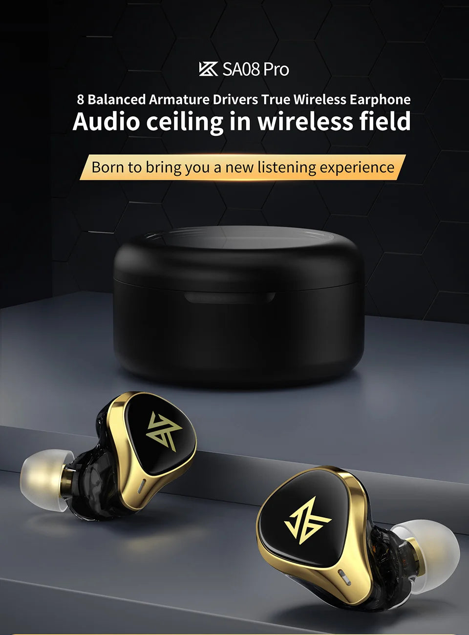 KZ SA08 PRO 8BA Units TWS Bluetooth5.2 Earphone True Wireless Earbuds Touch Control Noise Cancelling Sport Headset ZSX ASX ZAX
