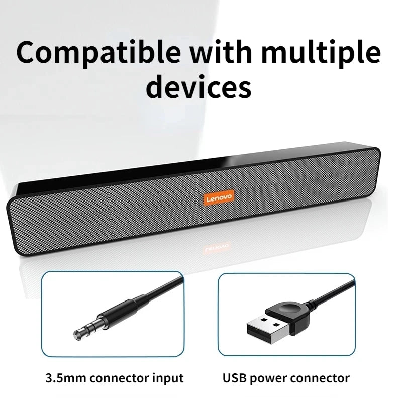 Lenovo BMS09 TV Sound Bar Speaker Stereo Surround Dual Woofer PC Speakers for Home Theater Desktop Computer Boom Box Som