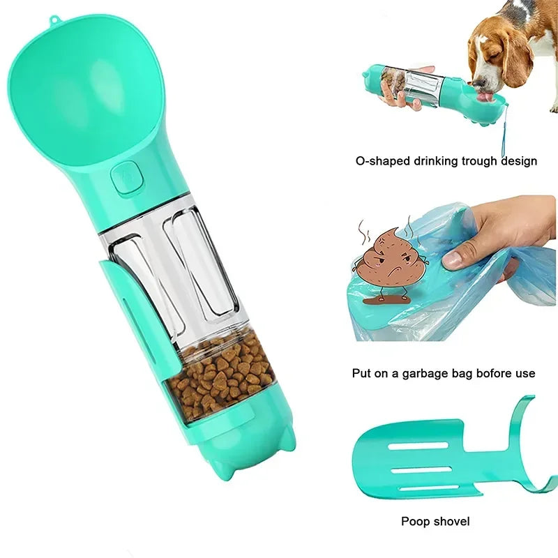 Portable Dog Food Feeder 3 In 1 Cat Water Bottle Drinker Poop Dispenser Leak Proof Multifunctional Travel Puppy Outdoor Drinking