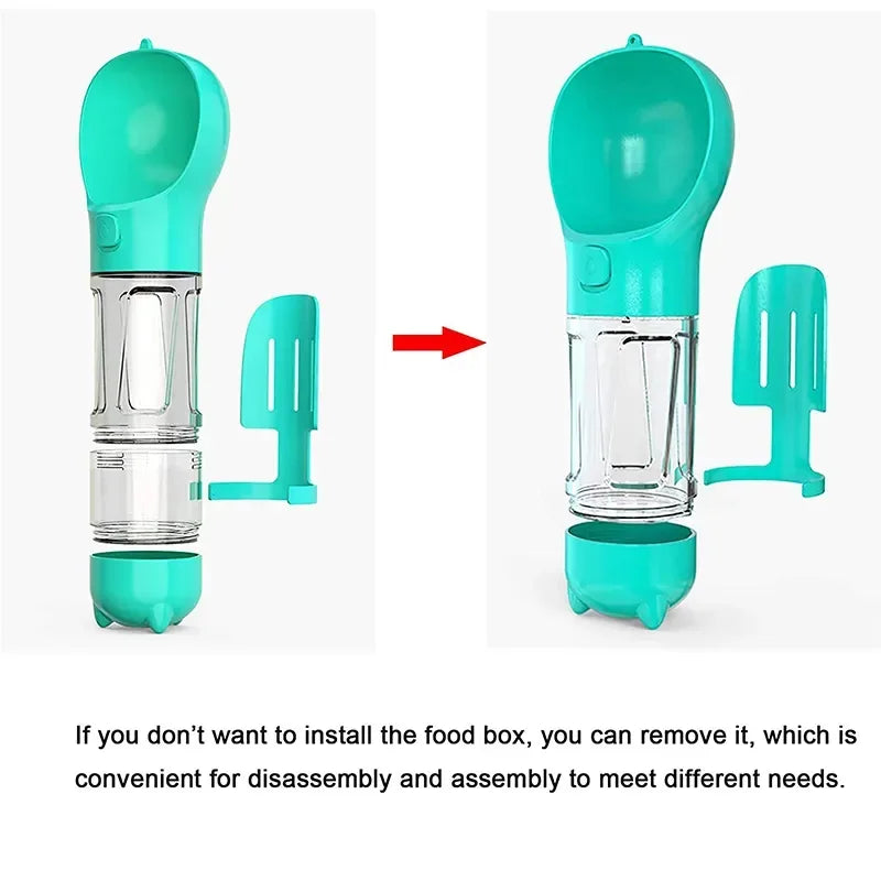 Portable Dog Food Feeder 3 In 1 Cat Water Bottle Drinker Poop Dispenser Leak Proof Multifunctional Travel Puppy Outdoor Drinking