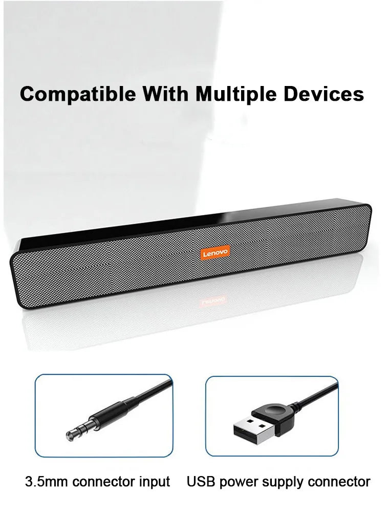 Lenovo BMS09 TV Sound Bar Speaker Stereo Surround Dual Woofer PC Speakers for Home Theater Desktop Computer Boom Box Som