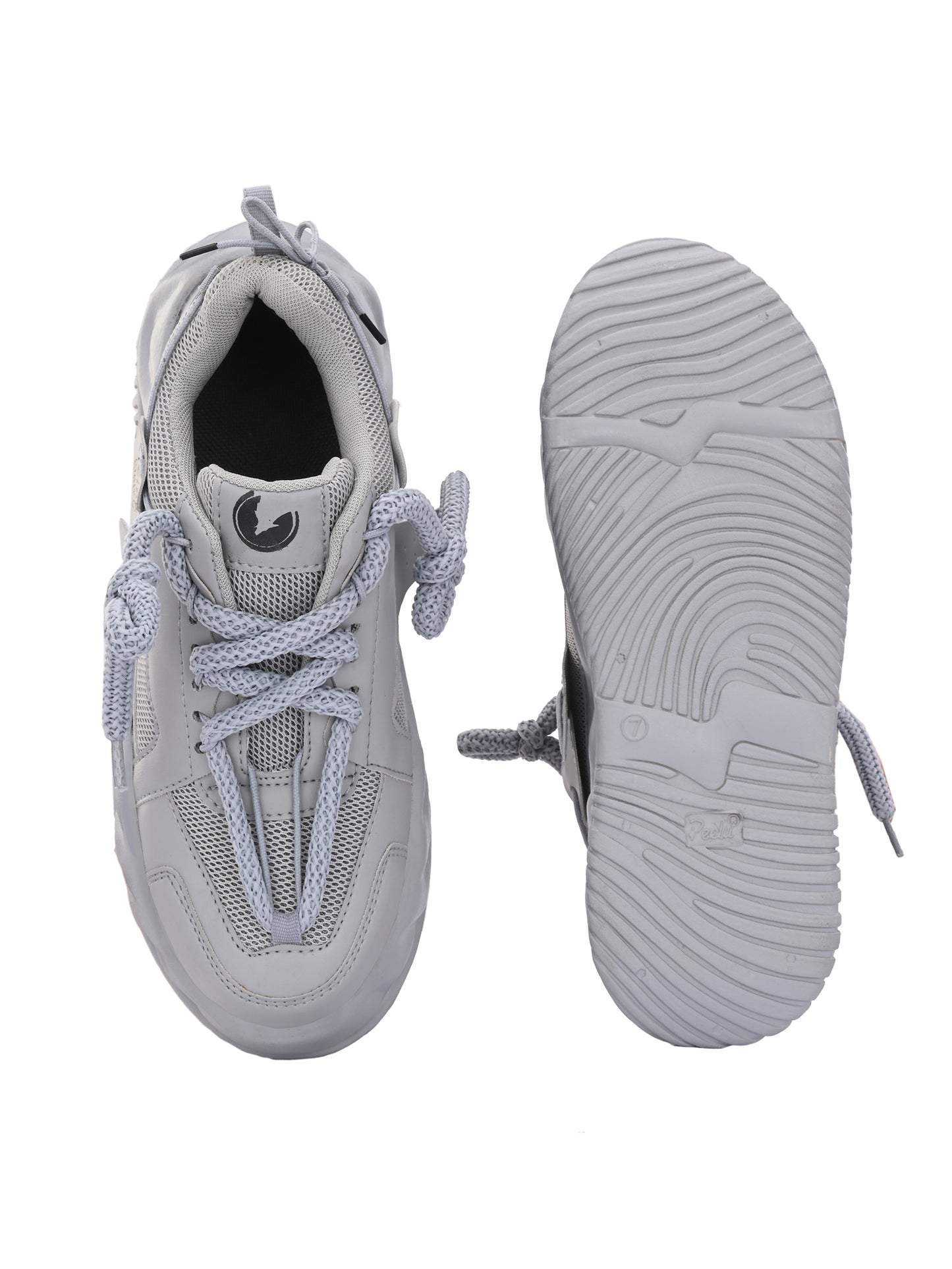 Comfortable grey running shoes for men with breathable mesh and durable sole