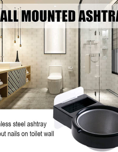 Dropdash wall mounted cigarette ashtray in black stainless steel for toilet wall installation