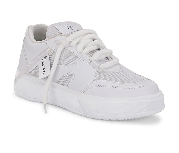 White men's sports shoe with mesh and leather design, perfect as the best men's everyday sneakers