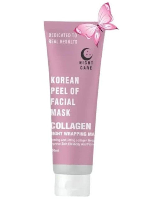 Dropdash Korean peel of facial collagen night wrapping mask overnight collagen face mask in pink tube