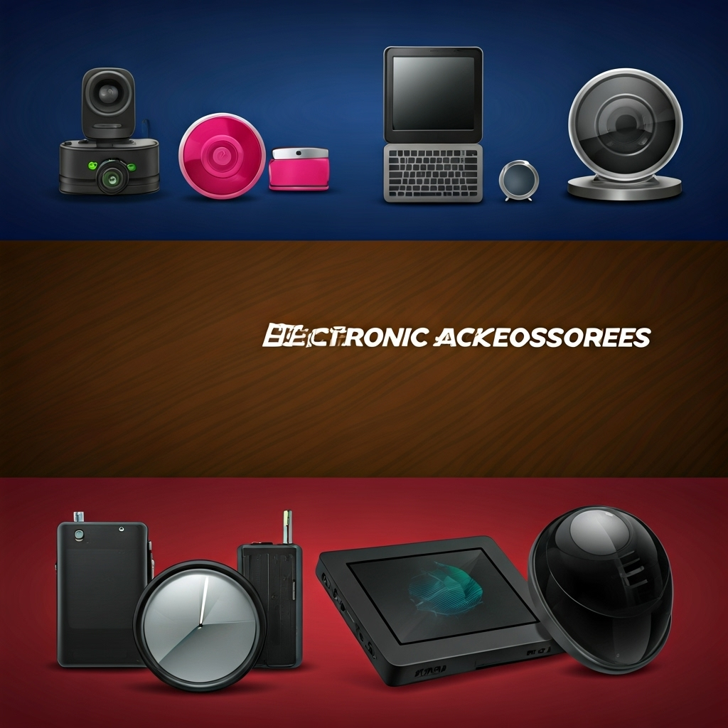 Collection of affordable electronic device add-ons including speakers, webcams, and smart accessories