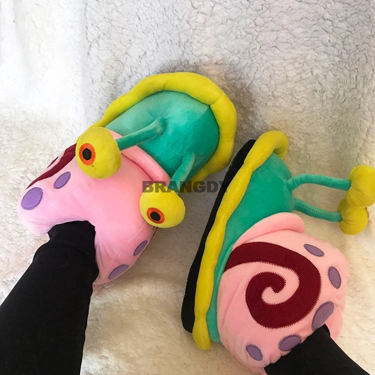 2021 New Fashion Winter Woman Cartoon Cotton Slippers Home Warm Little Snail Cute Funny Snail Wrap Plush Soft Bottom Bread Shoes