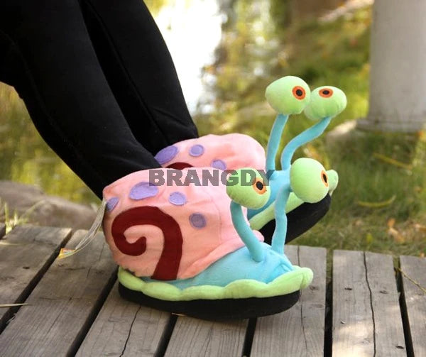 2021 New Fashion Winter Woman Cartoon Cotton Slippers Home Warm Little Snail Cute Funny Snail Wrap Plush Soft Bottom Bread Shoes