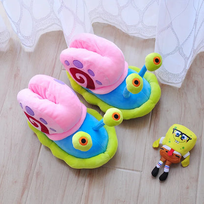 2021 New Fashion Winter Woman Cartoon Cotton Slippers Home Warm Little Snail Cute Funny Snail Wrap Plush Soft Bottom Bread Shoes