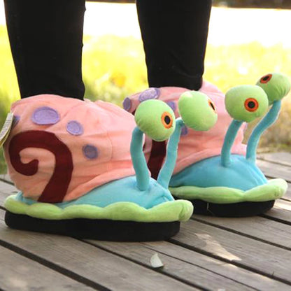 2021 New Fashion Winter Woman Cartoon Cotton Slippers Home Warm Little Snail Cute Funny Snail Wrap Plush Soft Bottom Bread Shoes