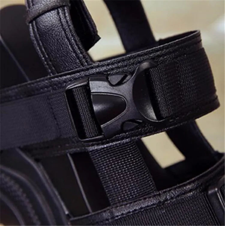 COOTELILI Summer Shoes Women Gladiator Sandals Platforms Woman Causal Wedge Shoes Open Toe Black White High heels