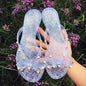 2020 European summer new fashion rivet bow flat flip flops women wear cool slippers jelly shoes