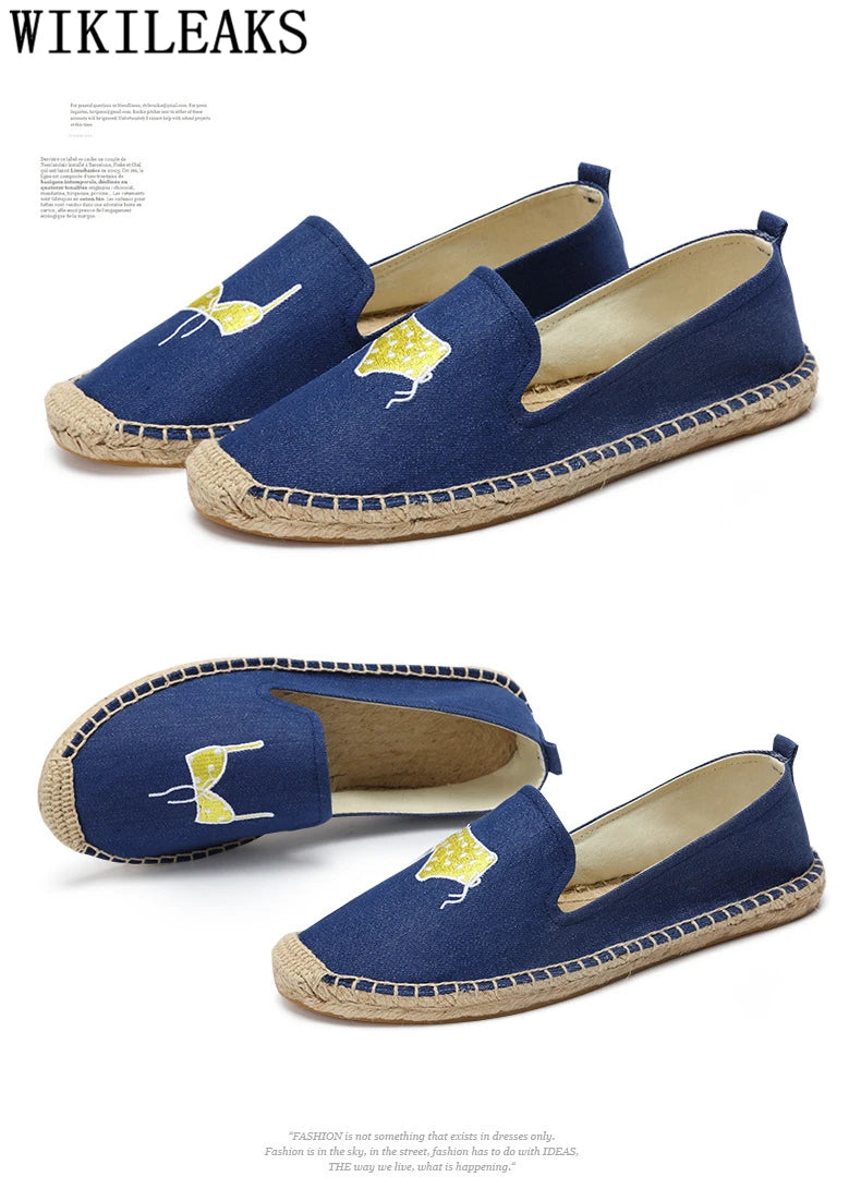 Espadrilles Women Loafers Casual Shoes Women Designer Shoes Brand Canvas Shoes Women Sepatu Slip On Pria Zapatos De Mujer Buty