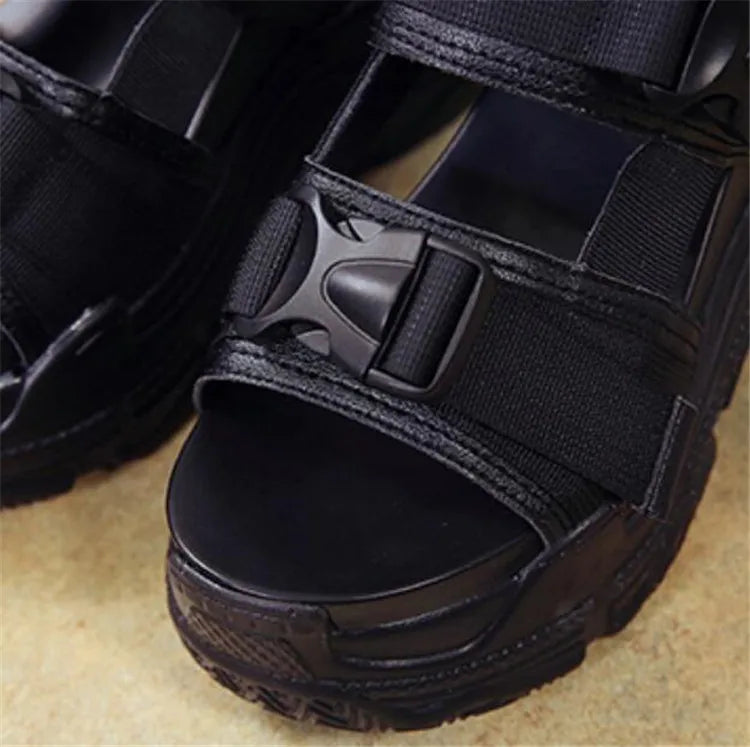 COOTELILI Summer Shoes Women Gladiator Sandals Platforms Woman Causal Wedge Shoes Open Toe Black White High heels
