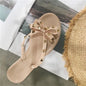 2020 European summer new fashion rivet bow flat flip flops women wear cool slippers jelly shoes