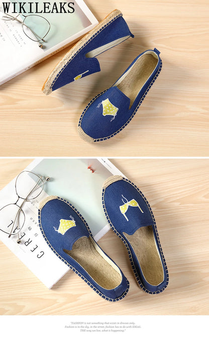 Espadrilles Women Loafers Casual Shoes Women Designer Shoes Brand Canvas Shoes Women Sepatu Slip On Pria Zapatos De Mujer Buty