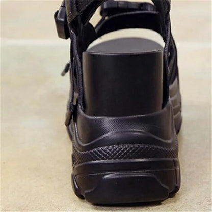COOTELILI Summer Shoes Women Gladiator Sandals Platforms Woman Causal Wedge Shoes Open Toe Black White High heels