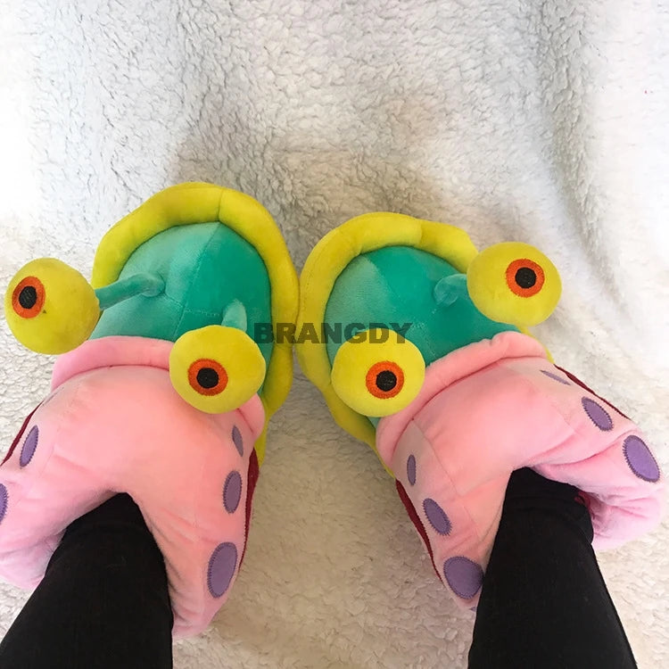 2021 New Fashion Winter Woman Cartoon Cotton Slippers Home Warm Little Snail Cute Funny Snail Wrap Plush Soft Bottom Bread Shoes