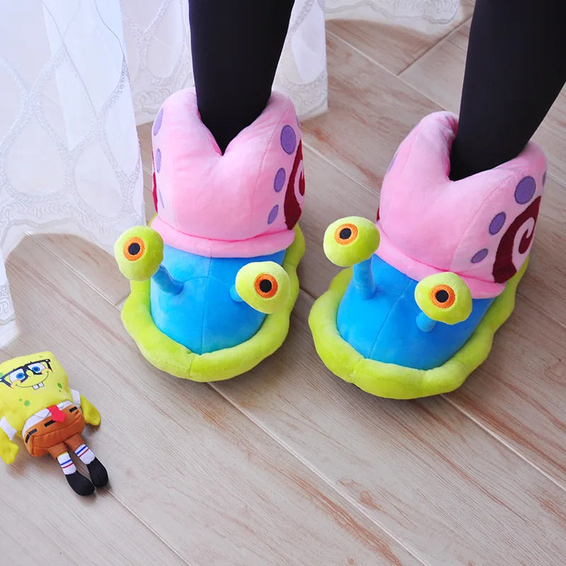 2021 New Fashion Winter Woman Cartoon Cotton Slippers Home Warm Little Snail Cute Funny Snail Wrap Plush Soft Bottom Bread Shoes