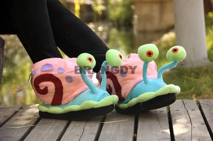 2021 New Fashion Winter Woman Cartoon Cotton Slippers Home Warm Little Snail Cute Funny Snail Wrap Plush Soft Bottom Bread Shoes