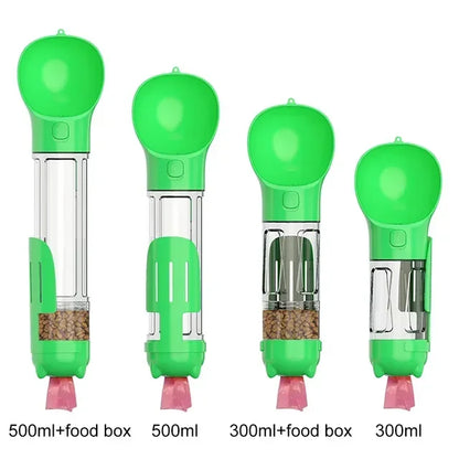 3 in 1 Portable Dog Water Bottle Pet Food Feeder Drinker Poop Dispenser Leak-proof Multifunctional Dog Water Bottle Dog Feeder