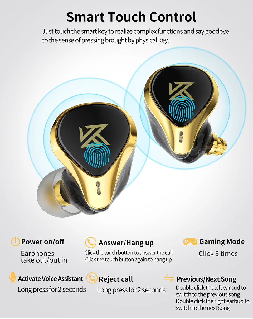 KZ SA08 PRO 8BA Units TWS Bluetooth5.2 Earphone True Wireless Earbuds Touch Control Noise Cancelling Sport Headset ZSX ASX ZAX
