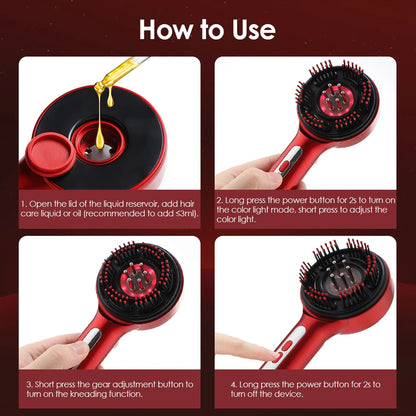 Electric Head Massager Hair Growth Comb Scalp Relax Massager 630nm Red Light Oil Applicator Anti-Hair Loss Hair Care Hairbrush