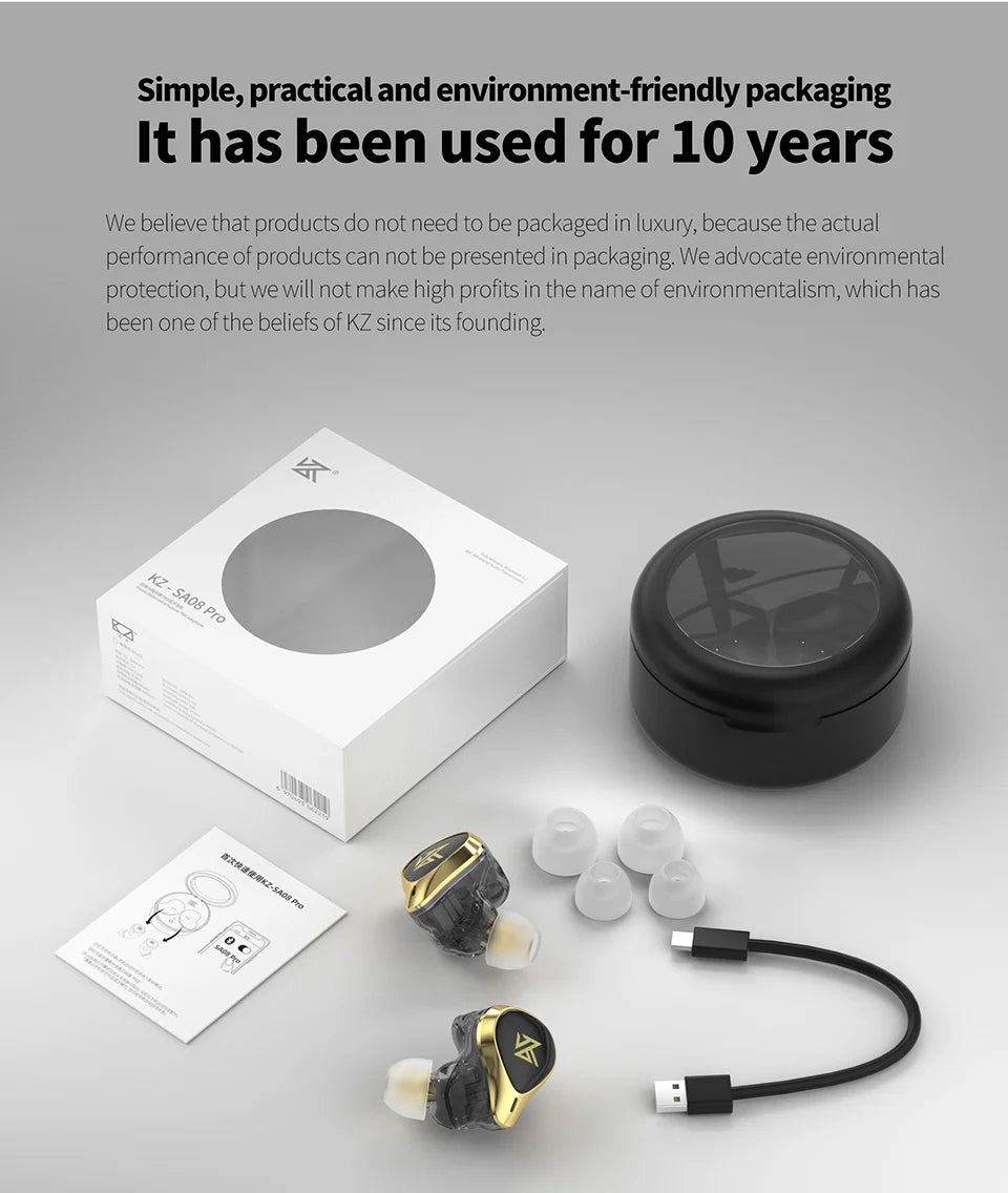 KZ SA08 PRO 8BA Units TWS Bluetooth5.2 Earphone True Wireless Earbuds Touch Control Noise Cancelling Sport Headset ZSX ASX ZAX