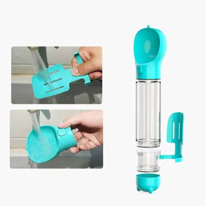 300/500ml Pet Water Food Dispenser 3 in 1 Leak Proof Pet Dog Water Bottle with Trash Bag Box and Shovel Dog Food Feeder Cat