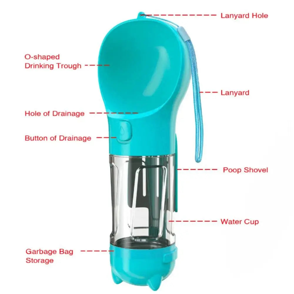 300/500ml Pet Water Food Dispenser 3 in 1 Leak Proof Pet Dog Water Bottle with Trash Bag Box and Shovel Dog Food Feeder Puppy