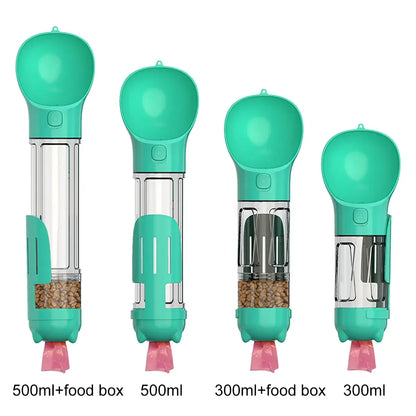 Portable Dog Food Feeder 3 In 1 Cat Water Bottle Drinker Poop Dispenser Leak Proof Multifunctional Travel Puppy Outdoor Drinking