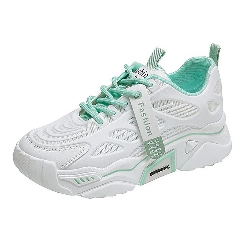 Womens Sneakers Tennis Female Korea Ladies Shoes Platform Trainers Fashion Casual Heels Thick Sole Mesh Breathable Lace-Up Shoes