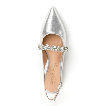 Summer Lady New Women's Shoes Back Strap Pointed Rhinestone Low-Front Cover Foot Flat Bottom Casual Shallow Mouth Simple Sandals