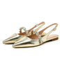 Summer Lady New Women's Shoes Back Strap Pointed Rhinestone Low-Front Cover Foot Flat Bottom Casual Shallow Mouth Simple Sandals