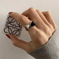 New Trendy Two-color Black Heart Rings For Women Minimalist Aesthetic Drop Of Oil Open Rings Female Metal Punk Party Jewelry