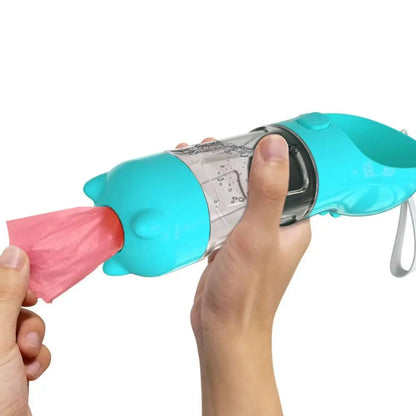 300/500ml Pet Water Food Dispenser 3 in 1 Leak Proof Pet Dog Water Bottle with Trash Bag Box and Shovel Dog Food Feeder Puppy
