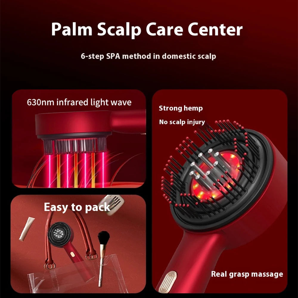 Electric Vibration Massage Comb Red Light Therapy Hair Growth Massage Scalp Brush Anti Hair Loss Liquid Oil Applicator Hair Care