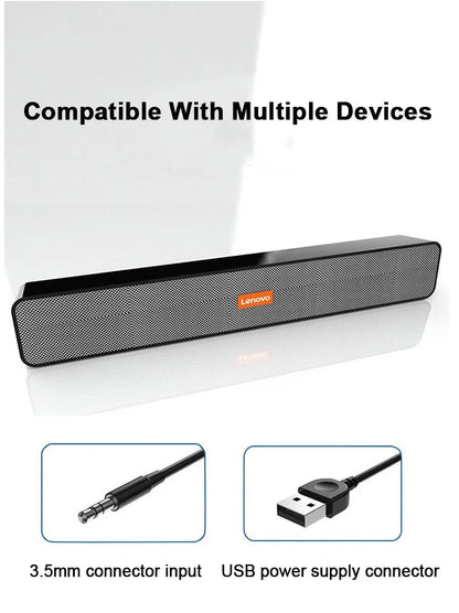 Lenovo BMS09 TV Sound Bar Speaker Stereo Surround Dual Woofer PC Speakers for Home Theater Desktop Computer Boom Box Som