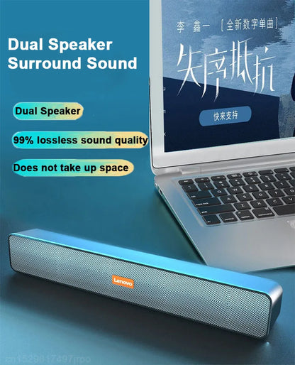 Lenovo BMS09 TV Sound Bar Speaker Stereo Surround Dual Woofer PC Speakers for Home Theater Desktop Computer Boom Box Som