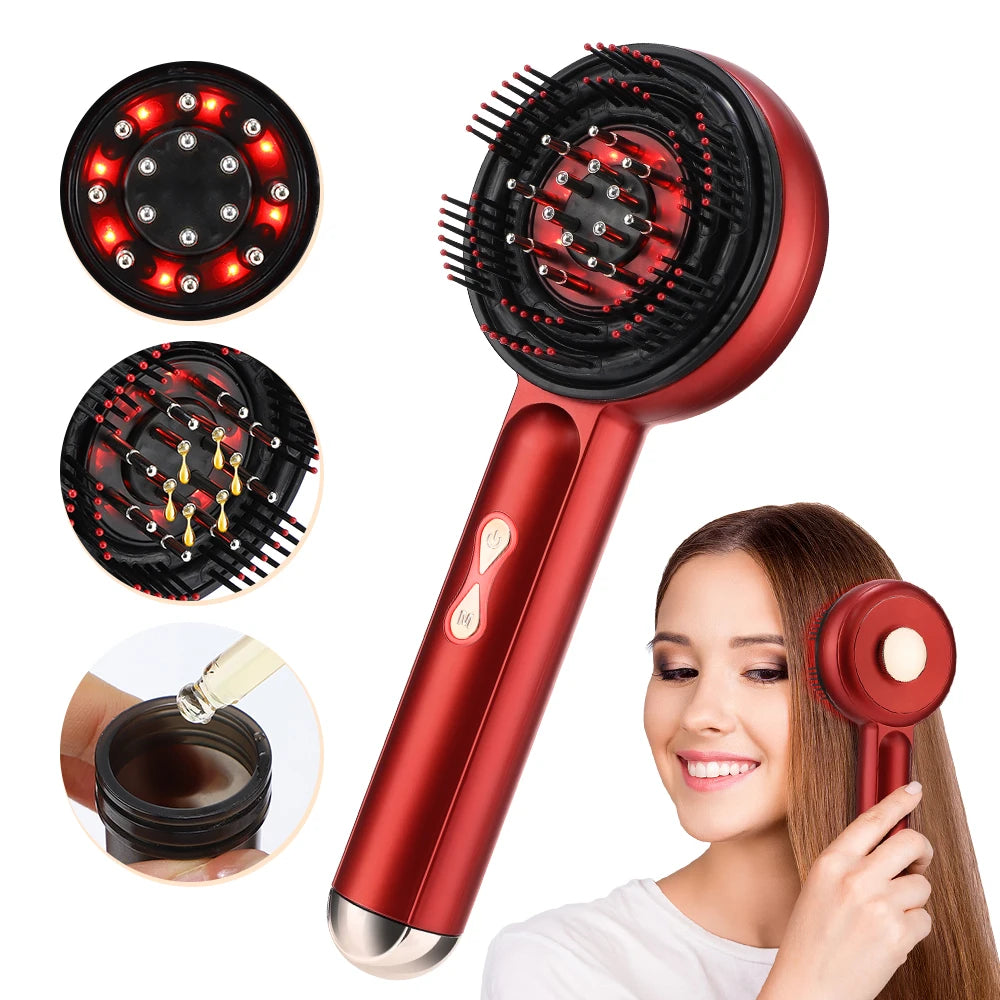 Electric Massage Comb Vibration Massager Red Light Follicle Comb Scalp Brush Hair Growth Anti Hair Loss Liquid Oil Applicator