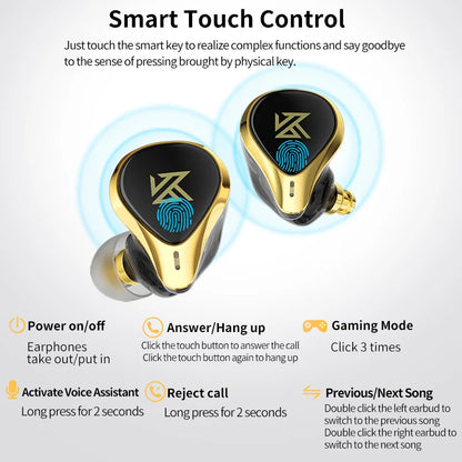 KZ SA08 PRO 8BA Units TWS Bluetooth5.2 Earphone True Wireless Earbuds Touch Control Noise Cancelling Sport Headset ZSX ASX ZAX