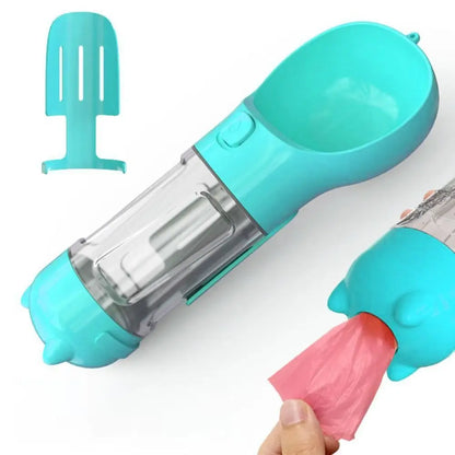 300/500ml Pet Water Food Dispenser 3 in 1 Leak Proof Pet Dog Water Bottle with Trash Bag Box and Shovel Dog Food Feeder Cat