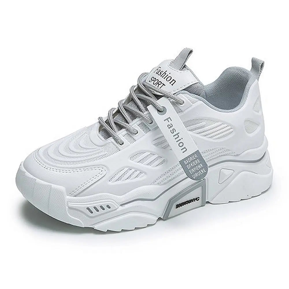 Womens Sneakers Tennis Female Korea Ladies Shoes Platform Trainers Fashion Casual Heels Thick Sole Mesh Breathable Lace-Up Shoes